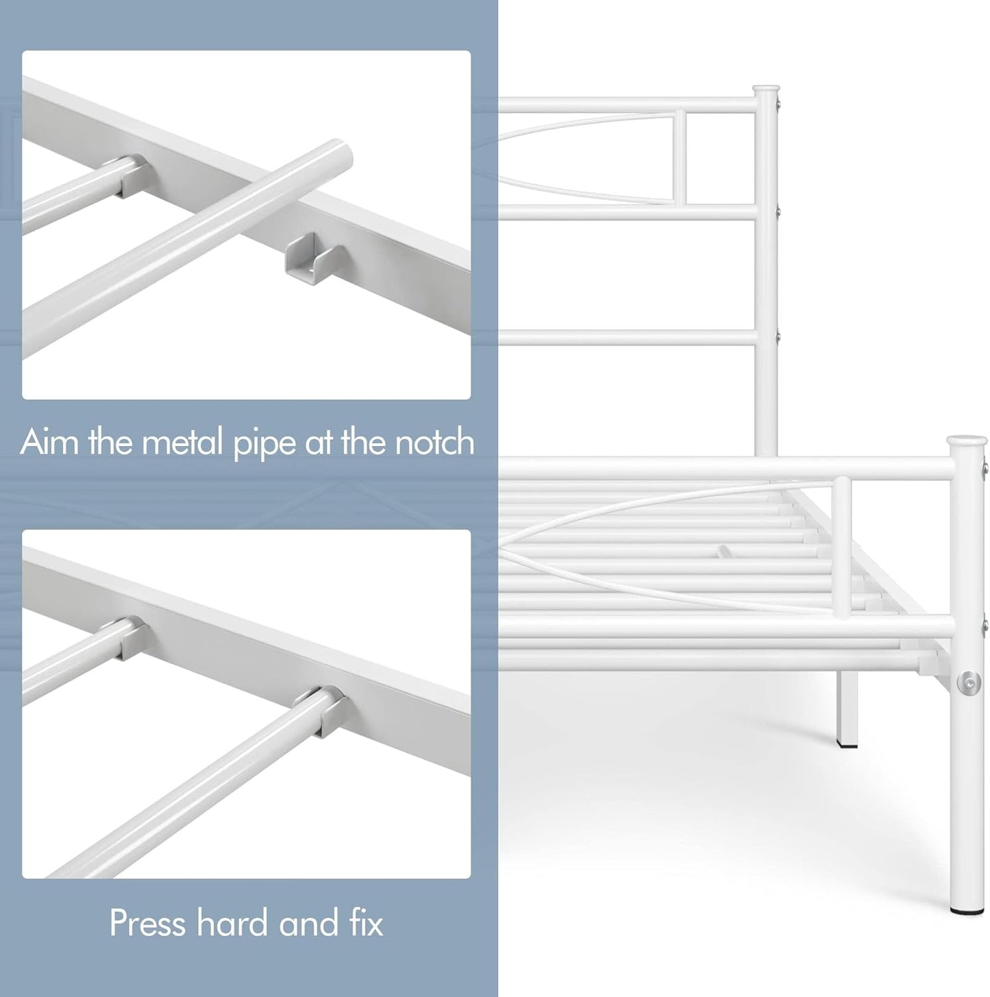 Yaheetech Metal Full Size Bed Frame, Platform Bed Frame, Mattress Foundation with Curved Design Headboard & Footboard, NO Box Spring Needed, Heavy-Duty Support, Easy Assembly, Full, White