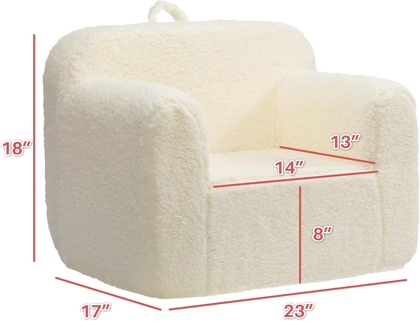 ALIMORDEN Kids Ultra-Soft Snuggle Foam Filled Chair, Toddler Cuddly Sherpa Reading Couch for Boys and Girls, Cream