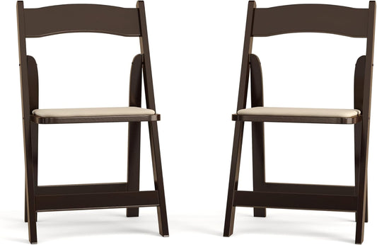 Flash Furniture 2 Pack HERCULES Series Fruitwood Wood Folding Chair with Vinyl Padded Seat