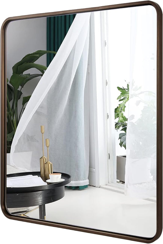 ANDY STAR Bronze Bathroom Mirror, 30x36 Inch Oil Rubbed Bronze Mirror, Bronze Mirrors for Wall, Bronze Vanity Mirror Metal Framed, Iron Tube, 1’’ Deep, Wall-Mounted Horizontally/Vertically