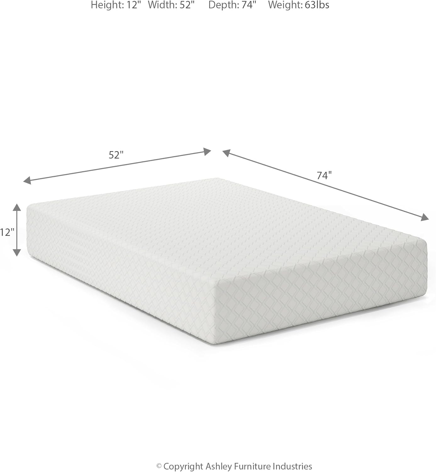 Signature Design by Ashley Full Size Chime 12 Inch Medium Firm Memory Foam Mattress with Green Tea & Charcoal Gel for Pressure Relief, Fiberglass Free, Mattress In A Box