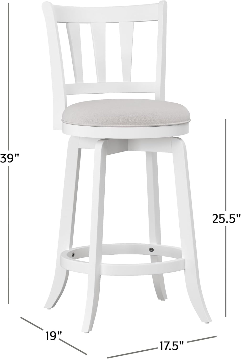HILLSDALE Presque ISLE Wood Counter Height Swivel Stool White