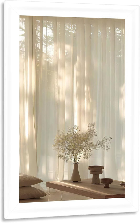 CULER Mirrors,Wood Vanity Wall Rustic Mirror with Wood Frame, Natural Wooden Tempered Glass Mirror for Bathroom Bedroom Living Room Or Entryway