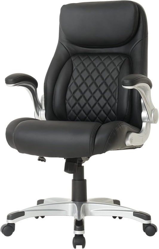 Nouhaus +Posture Ergonomic PU Leather Office Chair. Click5 Lumbar Support with FlipAdjust Armrests. Modern Executive Chair and Computer Desk Chair (Black)