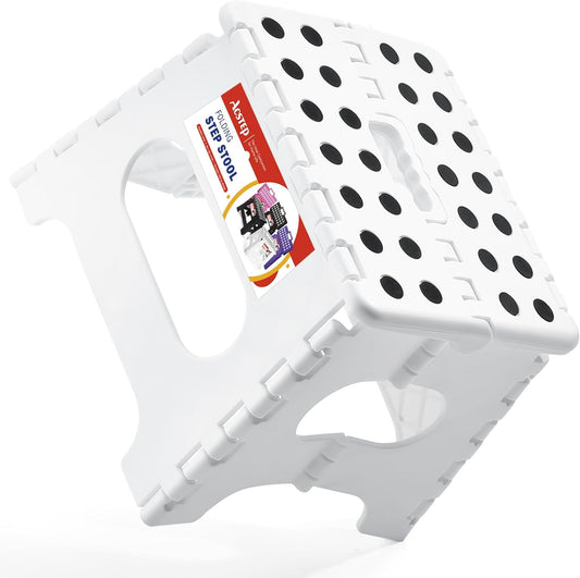 ACSTEP Folding Step Stool, 7.5 Inch Height, 300 lb Capacity, Collapsible, White, Suitable for Kitchen