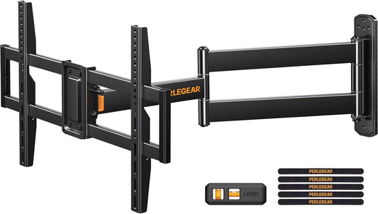 Perlegear Corner TV Wall Mount Long Arm TV Mount Bracket for 32-75 Inch TVs-Full Motion TV Wall Mount with 32.37” Extension & Swivel Articulating Arm & Tilt, MAX VESA 600x400mm, Holds up to 100 lbs