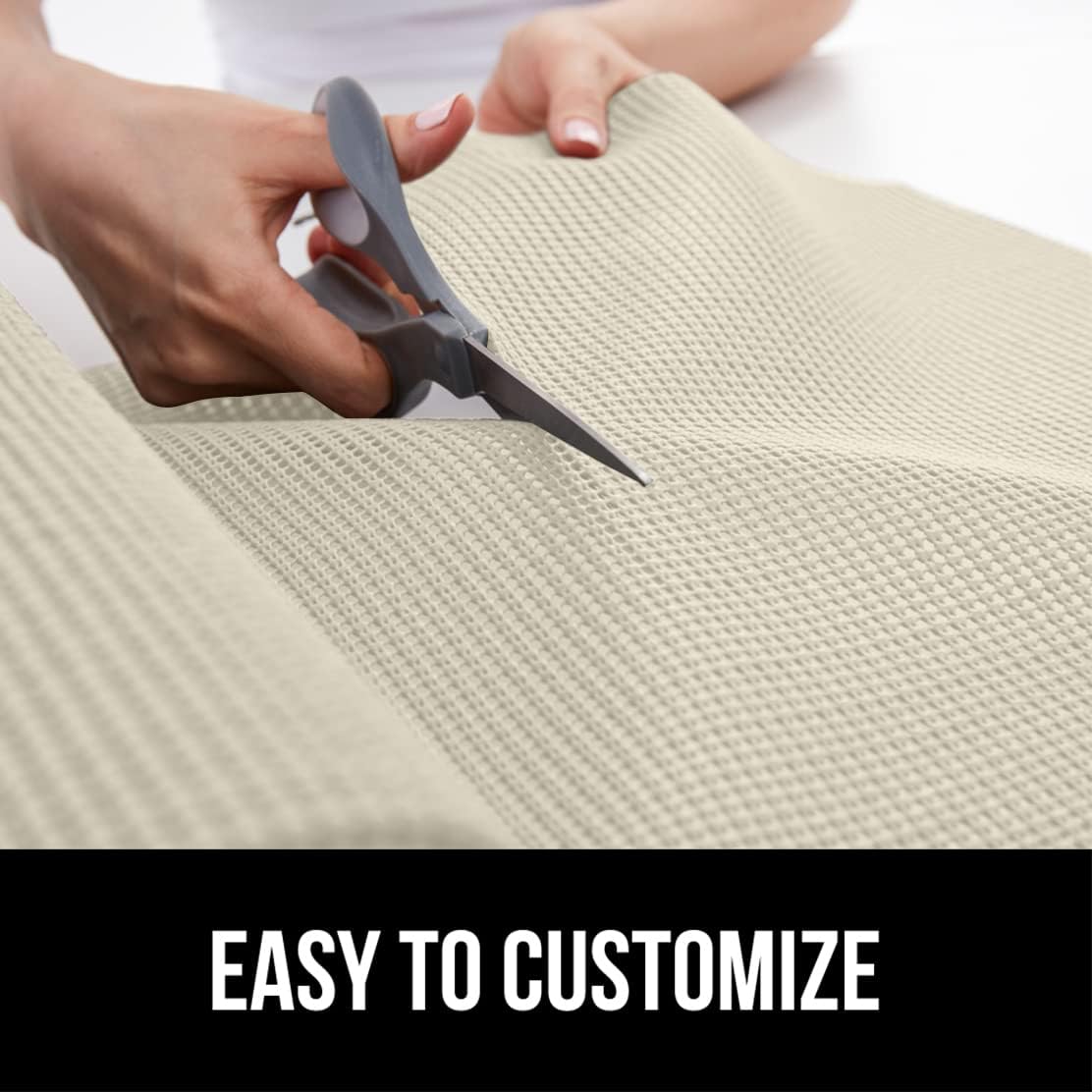 GORILLA GRIP powerGRIP Drawer Shelf and Cabinet Liner, Thick Strong Hold, Non-Adhesive Liners Protect Kitchen Cabinets and Cupboard, Bathroom Drawers, Easy Install, Breathable Mat, 20" x20', Cream