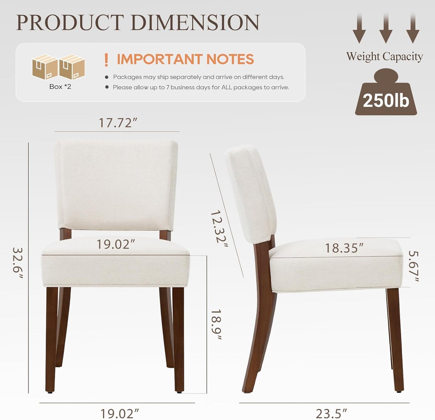 COLAMY Mid Century Modern Dining Chairs Set of 4, Upholstered Kitchen Chairs with Open Back, Fabric Side Dining Room Chairs with Wood Legs for Dining Room Kitchen Restaurant, Beige