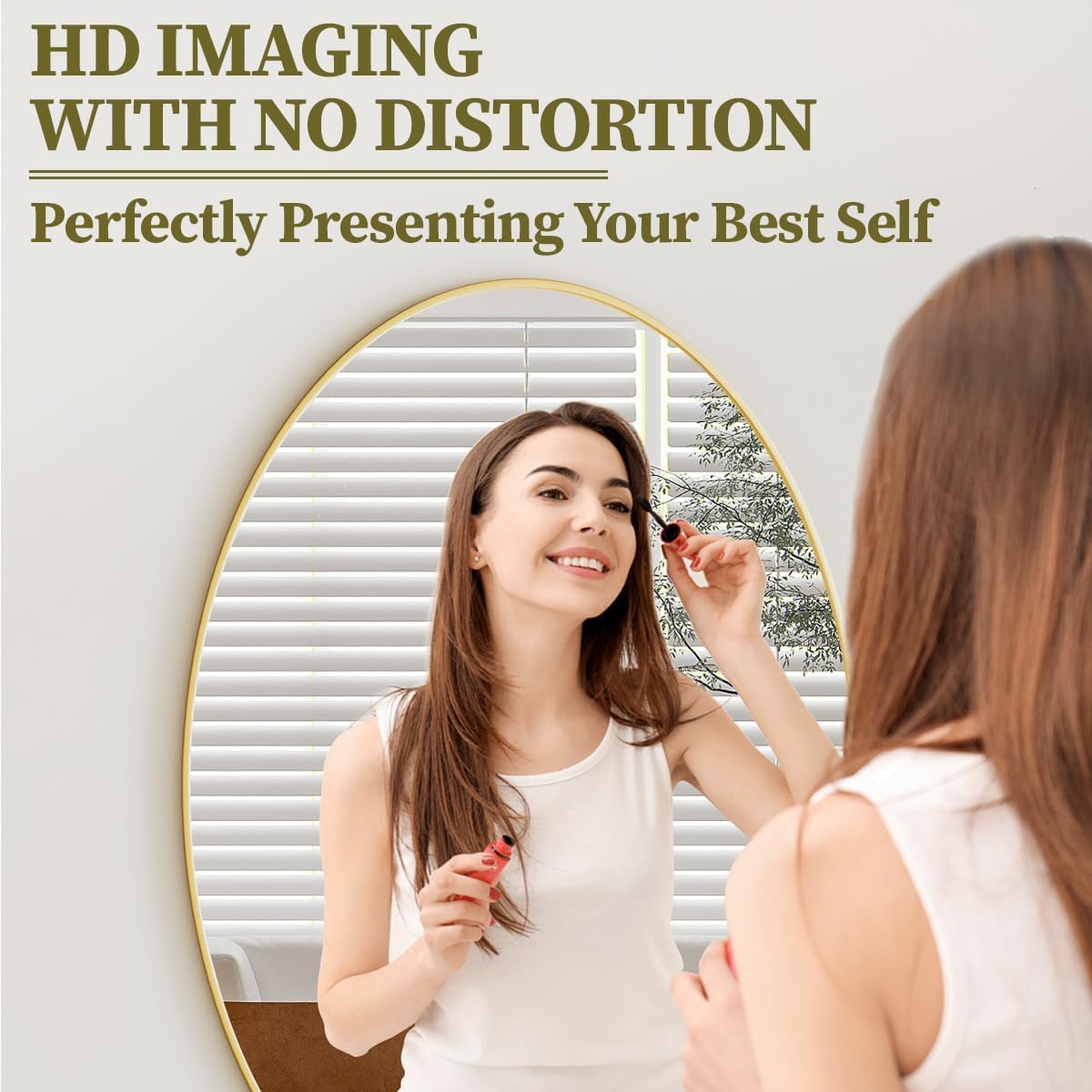 Koonmi Gold Oval Bathroom Mirror, 30"x48" Bathroom Vanity Mirror, Oval Mirror for Bedroom Living Room Entryway, Hangs Horizontal or Vertical