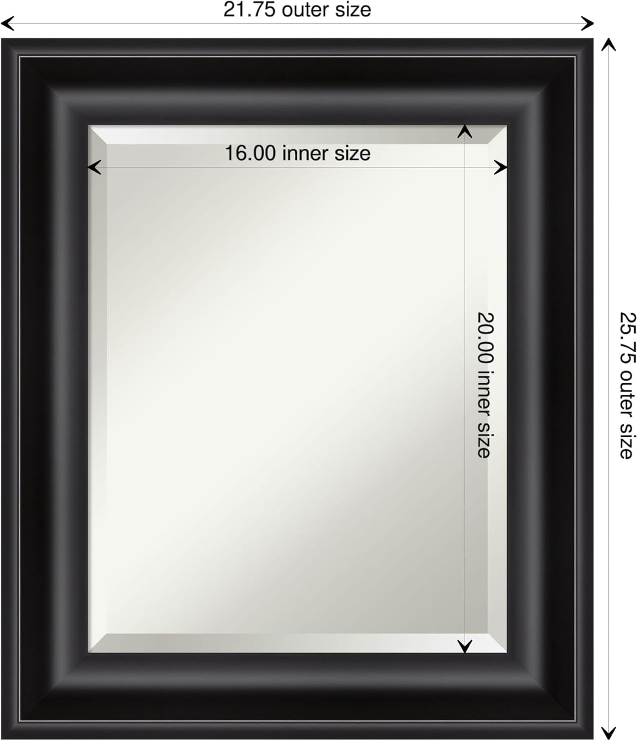 Amanti Art Black Bathroom Mirror for Over Sink, 26x22 Grand Black Rectangle Vanity Mirror, Small Casual Frame, Hangs Horizonally and Vertically, Bathroom Wall Decor, Beveled Edge