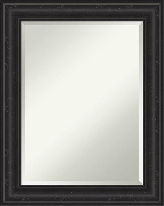 Amanti Art Black Bathroom Mirror for Over Sink, 30x24 Shipwreck Black Rectangle Vanity Mirror, Medium Rustic Farmhouse Frame, Hangs Horizonally and Vertically, Bathroom Wall Decor, Beveled Edge