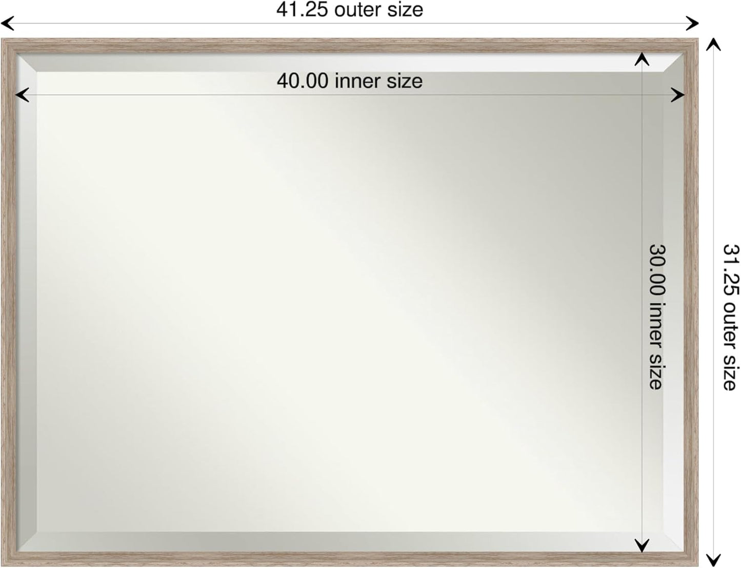 Amanti Art White Bathroom Mirror for Over Sink, 31x41 Hardwood Wedge White Wash Rectangle Vanity Mirror, X-Large Rustic Farmhouse Wood Frame, Hangs Horizonally and Vertically, Bathroom Wall Decor