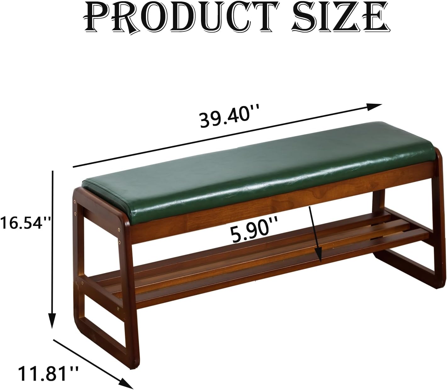 latifolia Solid Wood Bench, Entryway Shoe Bench with Cushion, Flip-Open Storage Compartment, 2-Tier Shoe Organizer(Green,39.70''L)