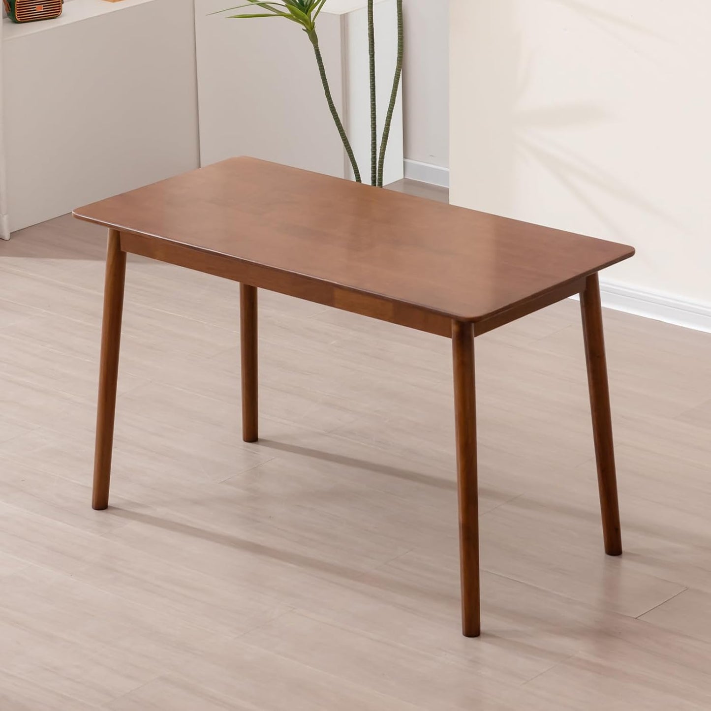 Rectangular Kitchen Solid Wood Dining Table 46.8 inches Legs Sturdy Natural Rubber Wood and Walnut Color (Walnut)