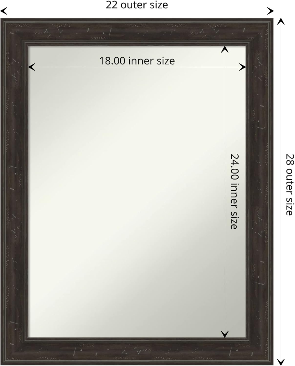 Amanti Art Brown Bathroom Mirror for Over Sink, 30x24 Shipwreck Greywash Rectangle Vanity Mirror, Medium Traditional Frame, Hangs Horizonally and Vertically, Bathroom Wall Decor, Non-Beveled Edge