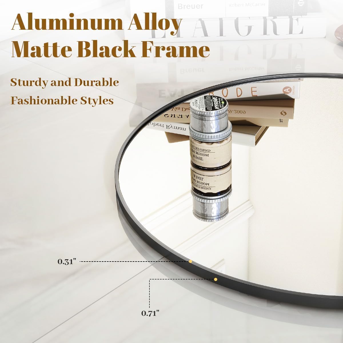 Black Round Bathroom Mirror, 48 inch Large Circle Wall Mounted Hanging Mirror with Simple Modern Circular Metal Frame for Hallway, Entryway, Living Room, Black Frame