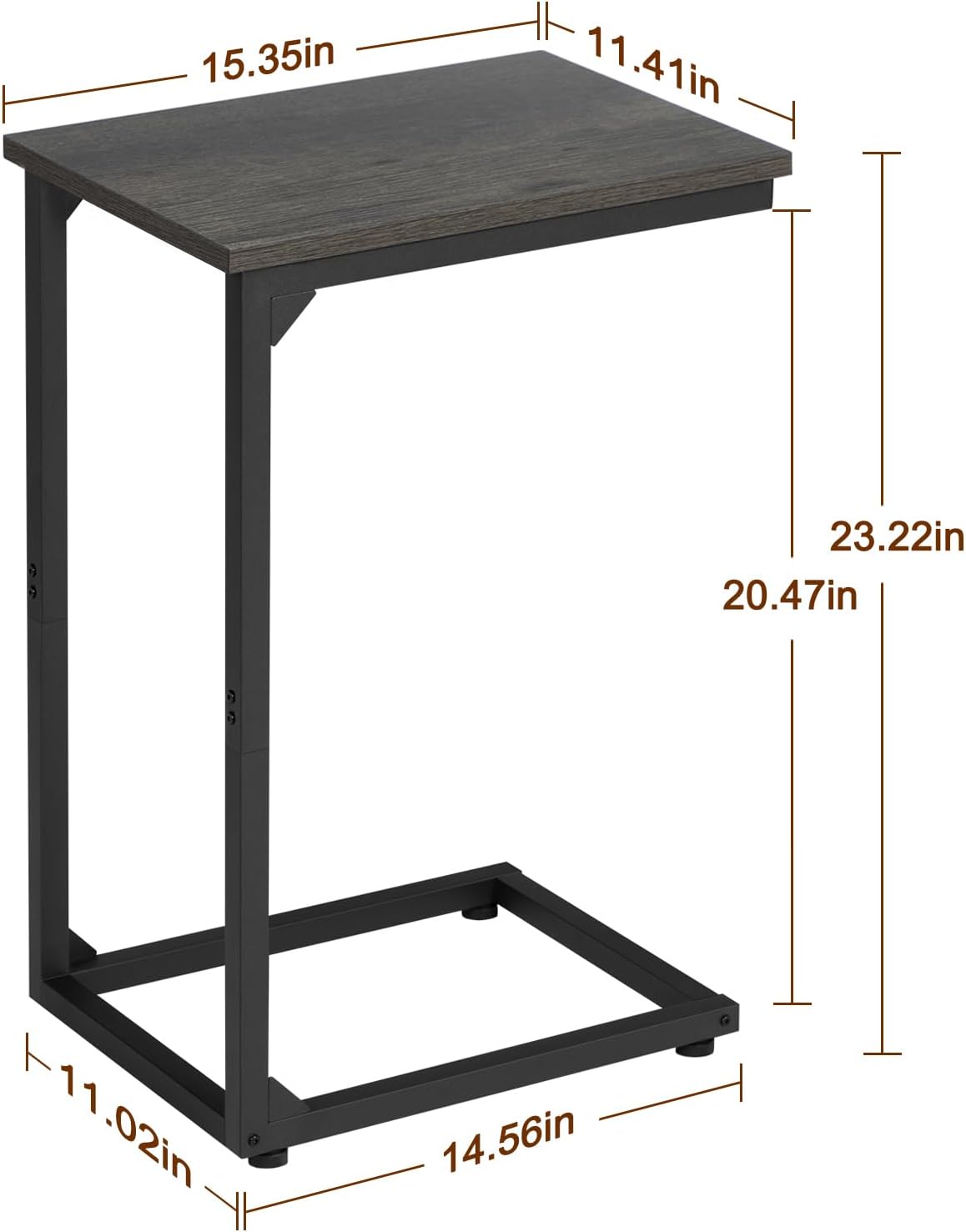 AMHANCIBLE C Shaped End Table Set of 2, Couch Tables That Slide Under, TV Tray Snack Table for Sofa, Small Side Table for Couch, Small Space, Living Room, Dark Grey, HET02CDG