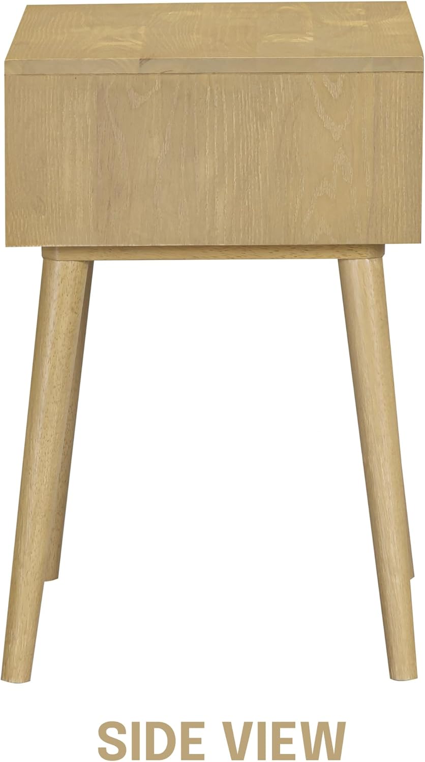 NTC Zoe Solid Wood Nightstand, Mid Century Modern Side Table Bedroom, Bedside Furniture, Night Stand, End Table, Easy Assembly - Sand
