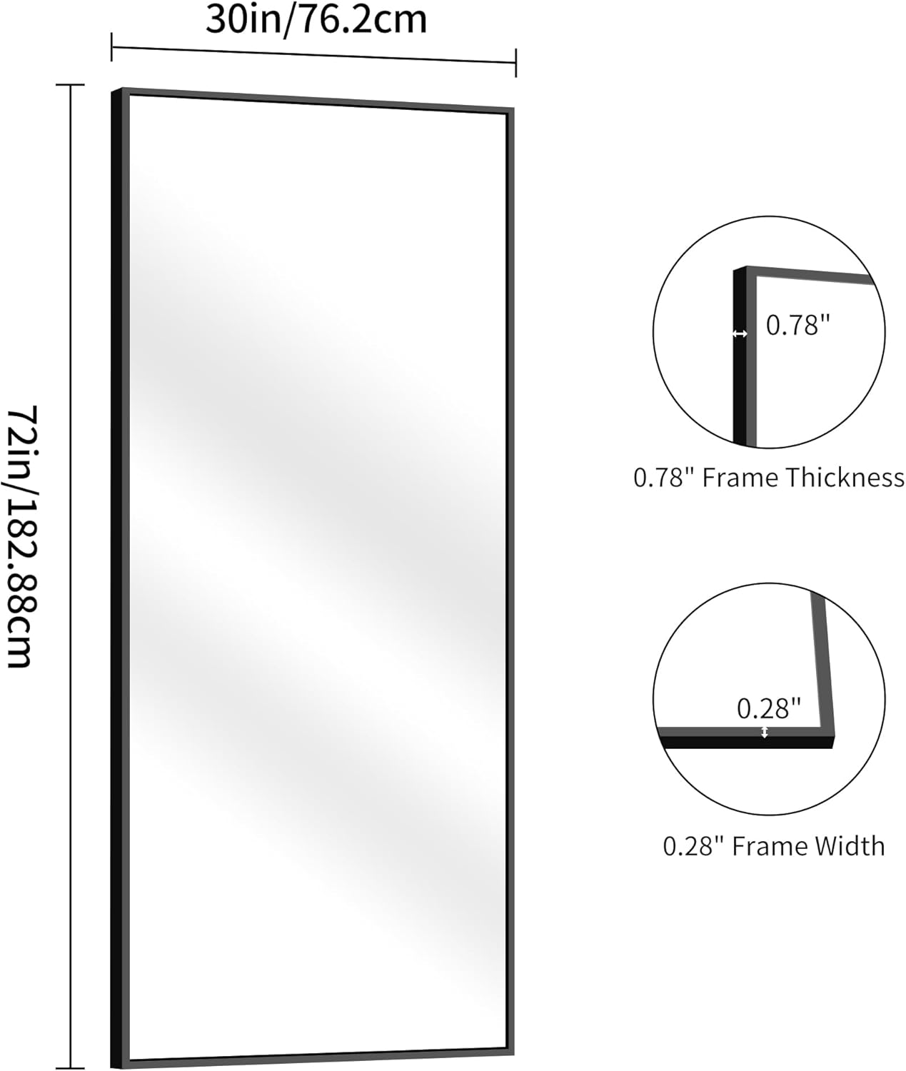 YIROMAN Bathroom Mirror 72"x30", Large Brushed Gold Bathroom Mirror for Over Sink with Aluminum Frame, Rectangular Vanity Mirror with Right Angle, Wall Mirror Hangs Horizontal or Vertical