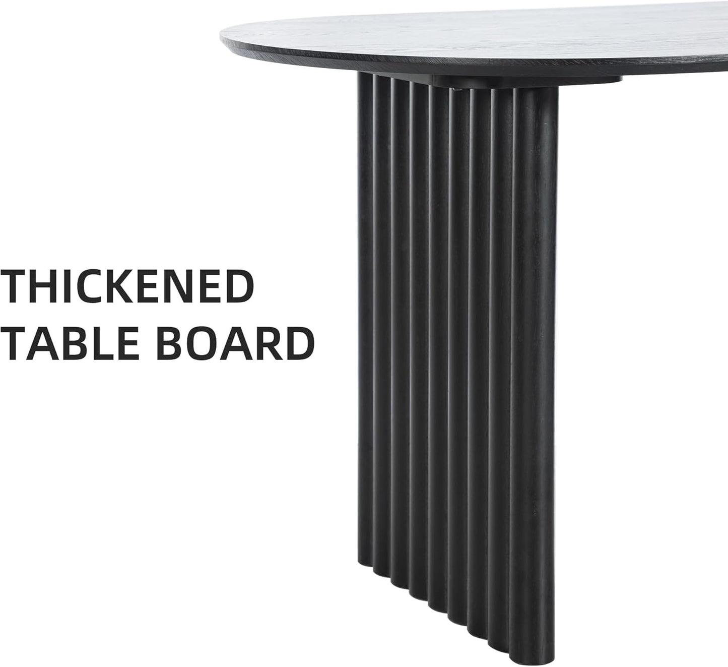 Casaphoria Wood Kitchen Table Set with 6 Chairs, 79" Dining Kitchen Table & Chairs Set for 6-8, Modern Farmhouse Oval Dining Table for Living Room, Easy Assembly, Black