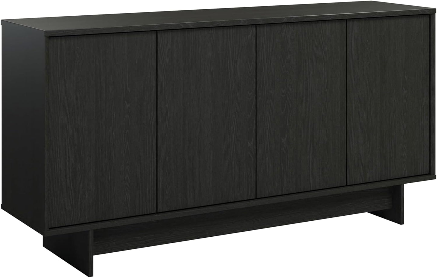 Prepac Finnley 61.5" Wide Sideboard Cabinet, Wood Entryway Sideboard with 2 Adjustable Shelves, Dining Room Buffet with 4 Doors, Living Room Accent Cabinet for Storage and Decorations, Black Oak