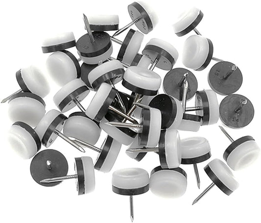 ALIMITOPIA 40pcs Furniture Glide Nail-in Thickened Nylon Chair Glide Slider Furniture Pad Floor Protector for Wooden Furniture Chair Tables Leg Feet(Φ18mm or 0.7";White)