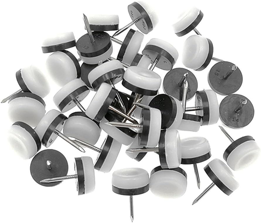 ALIMITOPIA 40pcs Furniture Glide Nail-in Thickened Nylon Chair Glide Slider Furniture Pad Floor Protector for Wooden Furniture Chair Tables Leg Feet(Φ20mm or 0.8";White)