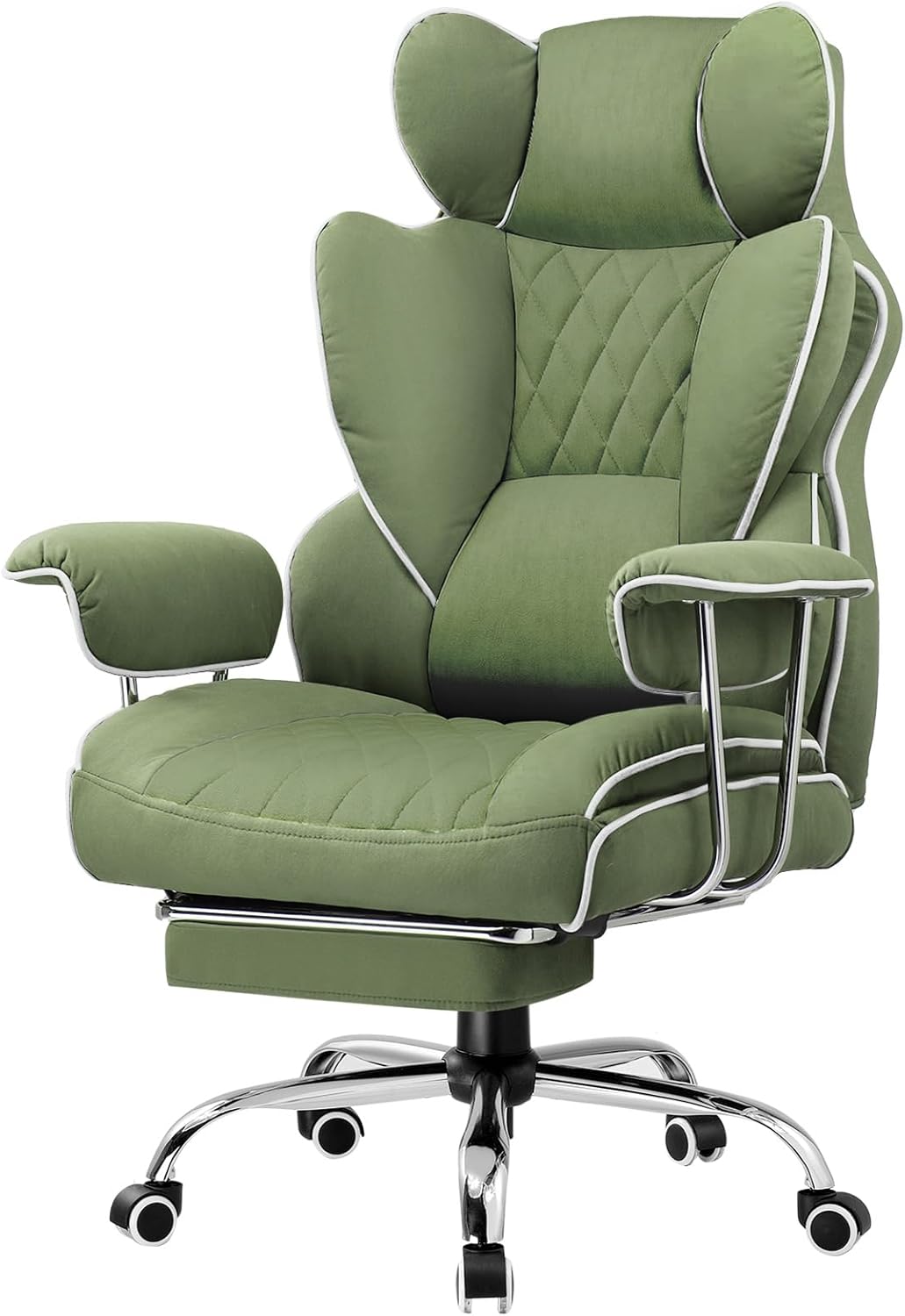 GTRACING Gaming Chair,Office Chair with Pocket Spring Lumbar Support, Ergonomic Comfortable Wide Office Desk Computer Chair with Outward Fixed Soft Armrests and Footrest (Fabric, Green)