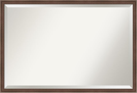 Amanti Art Brown Bathroom Mirror for Over Sink, 26x38 Florence Medium Brown Rectangle Vanity Mirror, Large Casual Frame, Hangs Horizonally and Vertically, Bathroom Wall Decor, Beveled Edge