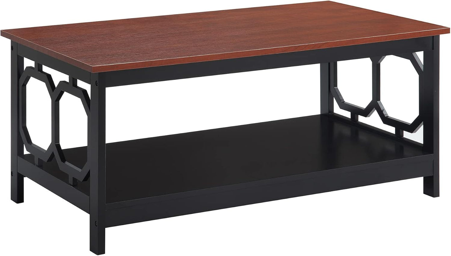 Convenience Concepts Omega Coffee Table, Cherry Top / Black Frame