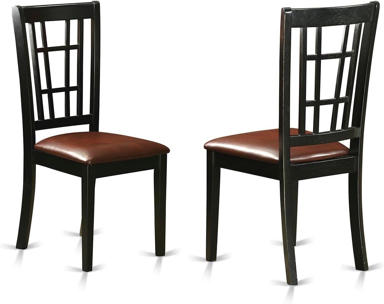 East West Furniture DLNI3-BCH-LC 3 Piece Dining Set Contains a Round Dining Room Table with Dropleaf and 2 Faux Leather Upholstered Chairs, 42x42 Inch, Black & Cherry