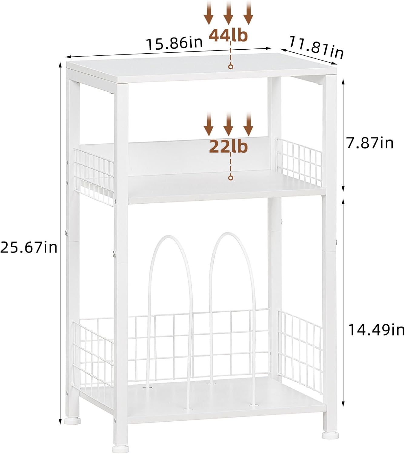 LELELINKY White Side Table with Storage, Small End Table Printer Stand for Small Spaces, Record Player Stand with Vinyl Storage, Sofa Night Stands for Living Room Bedroom