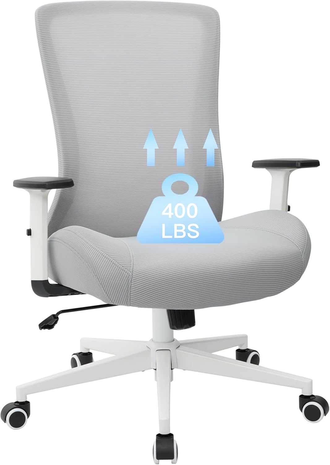 Office Chair, Mesh Desk Chair Executive Computer Chair, 400lbs Big and Tall Office Chair for Heavy People, Home Office Desk Chair with Lumbar Support ＆Adjustable Height, White