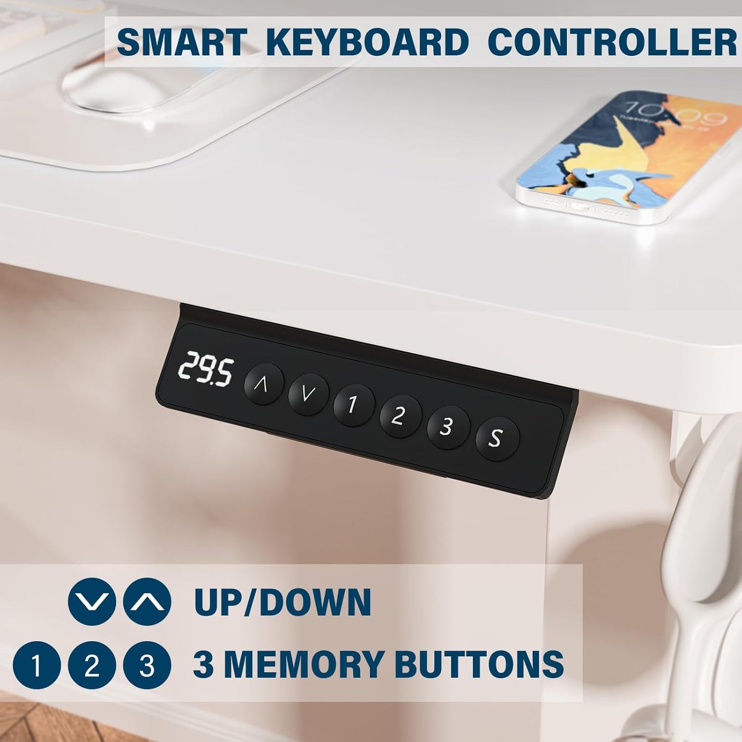 Kingant Standing Desk Height Adjustable Small Electric Stand Up Desks [35 x 20 Inch] - Ergonomic Sit Stand Desk Rising Desks for Home Office Computer Desk Workstation