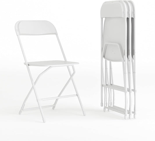 Flash Furniture Hercules Series Plastic Folding Chair - White - 4 Pack 650LB Weight Capacity Comfortable Event Chair-Lightweight Folding Chair