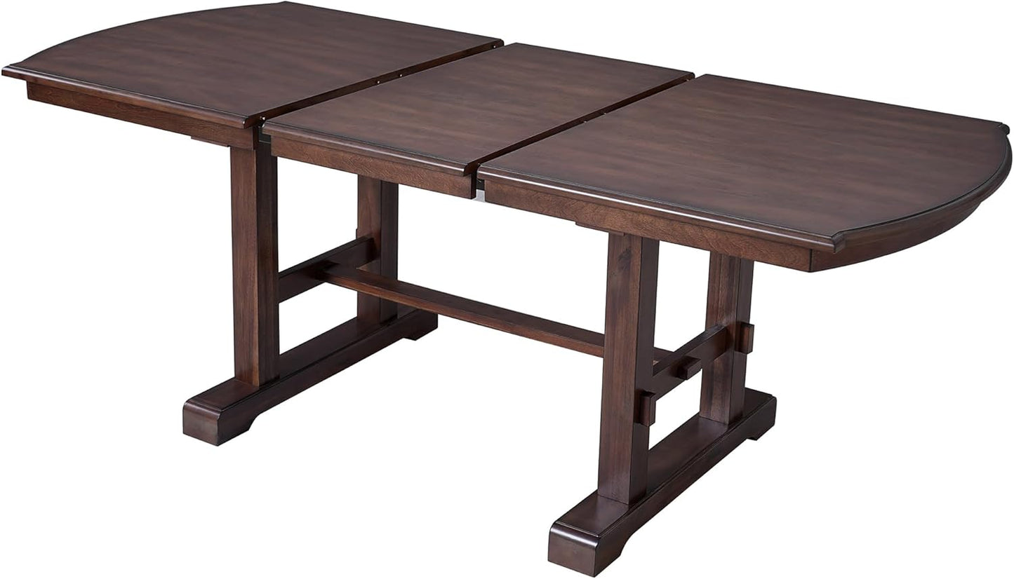 Ball & Cast 60"-78" Extendable Farmhouse Dining-Table for 6-8, Expandable Wooden Kitchen Table with 18" Removable Leaf, Large Retro H-Leg Dining Room Table for 4-8,Space Saving & Sturdy, Cherry