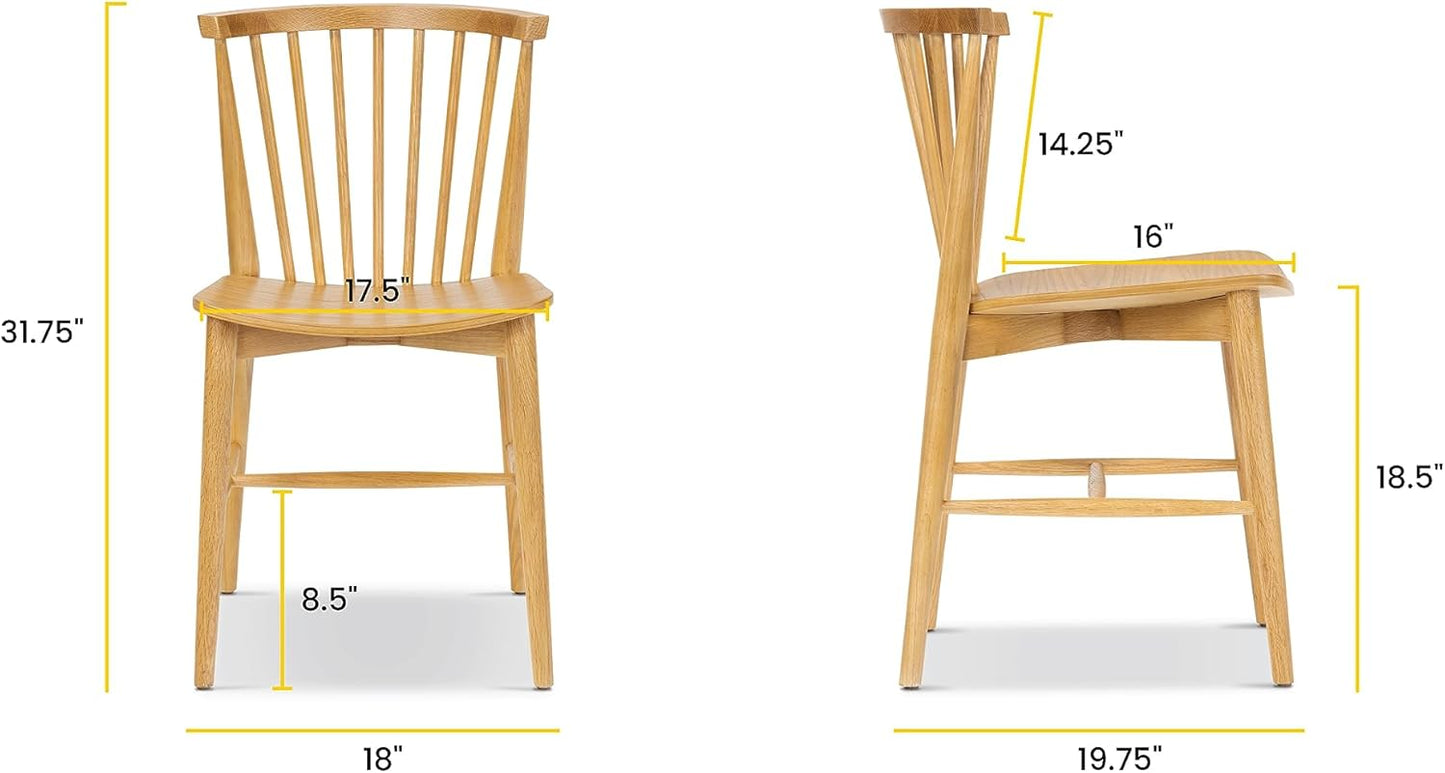 POLY & BARK Ligna Dining Chair Black – Mid-Century Inspired Chair with Sculpted Spindle Back – Solid American Walnut Frame and Engineered Wood Veneered Seat – Fully Assembled and Ready to Use