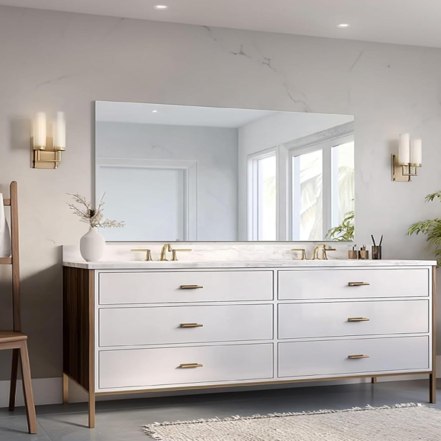 KOCUUY Large Frameless Mirror,60x30 Inch Rectangle Bathroom Vanity Mirror for Over Sink, Upgraded Shatterproof Unframed Design for Bedroom, Living Room, Entryway