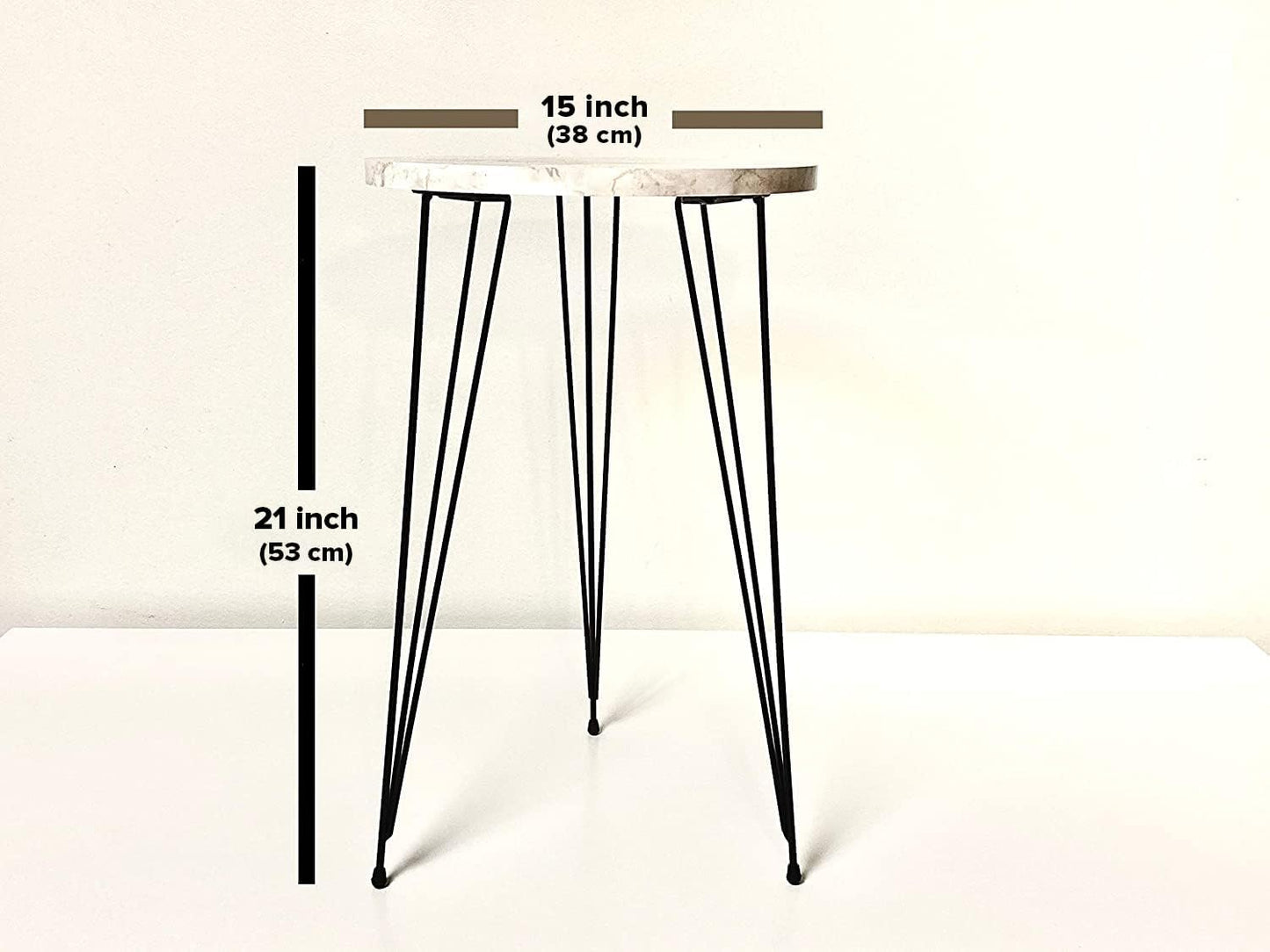 PAK HOME - Set of 2 End Table - White Marble Look Round Wood Sofa Side Coffee Tables for Small Spaces, Nightstand Bedside Table for Small Spaces