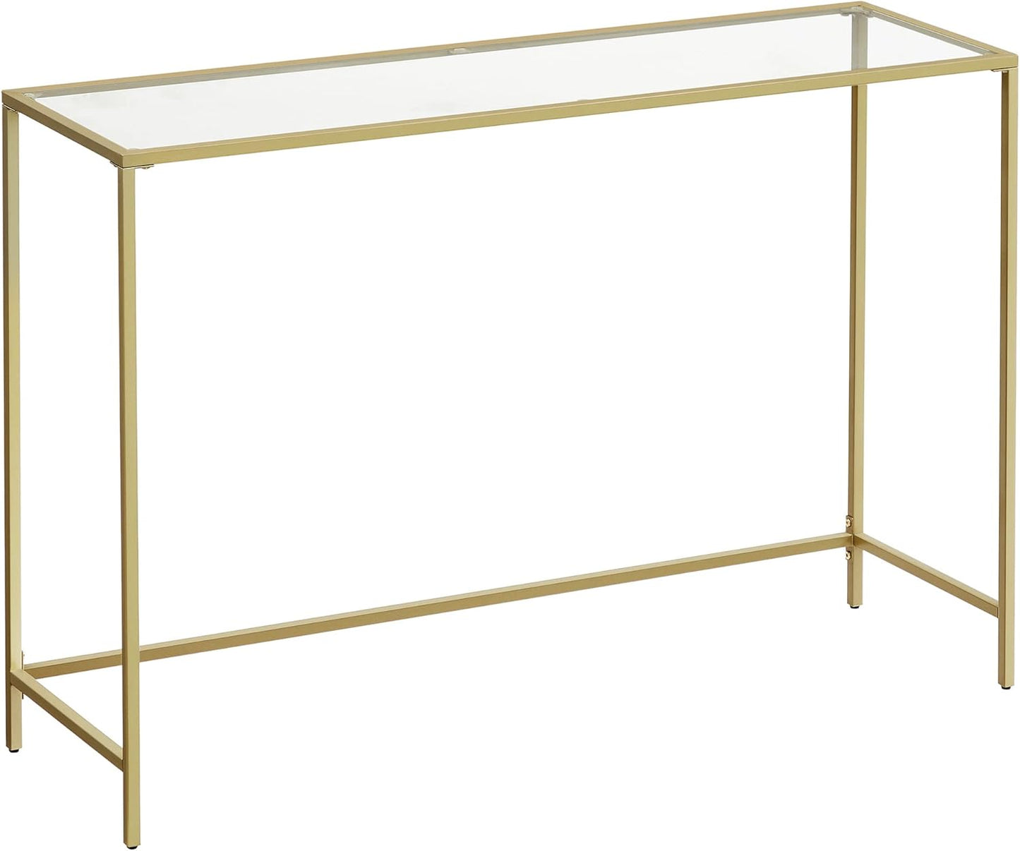 VASAGLE Console Tables Bundle - 47.2" Gold Metal and Glass Table and 39.4" Black Metal and Glass Table