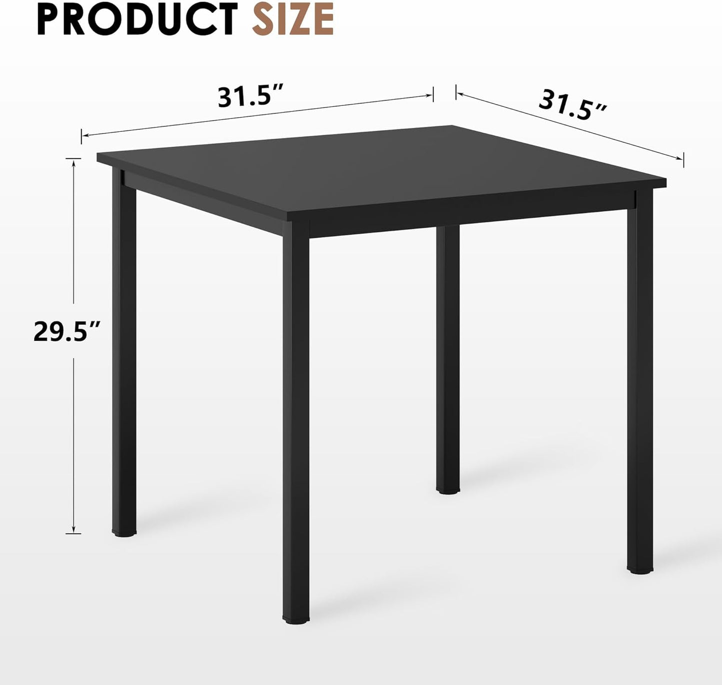 Need Small Square Dining Table- 31-1/2'' Sturdy and Heavy Duty Writing Desk for Small Spaces and Writing Table Desk Breakroom Table, Black Color