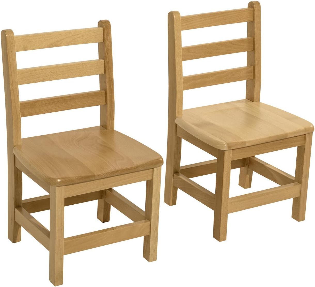 Kids Wooden Chair Set, Fully Assembled Youth Ladderback Wood Chairs for Children, 15" Seat Height for Ages 9-11 (Set of Two)