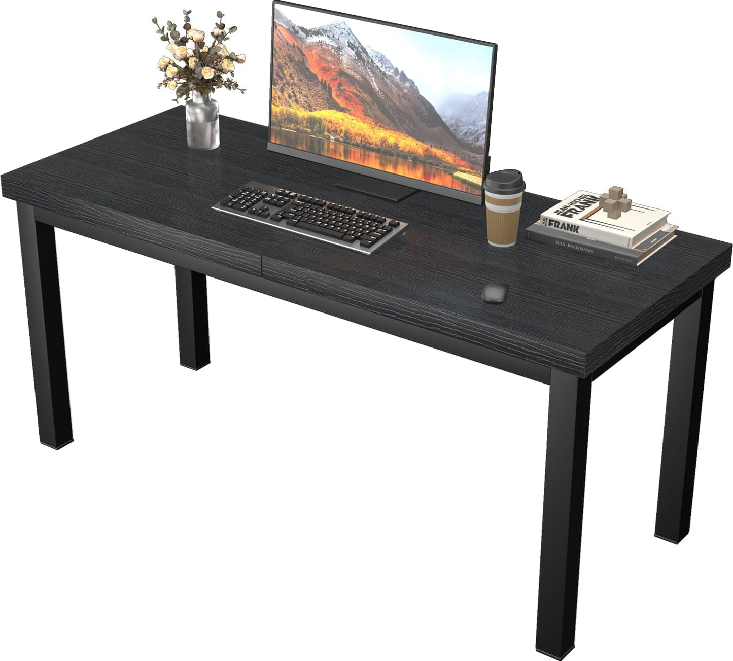 47.2 Inch Small Computer Desk, Home Office Desk, Modern Table for 2 Person Kids Student Gaming Computer Desk, Simple Office Table for Work,Craft,Writing,Studying, Etc., Black.