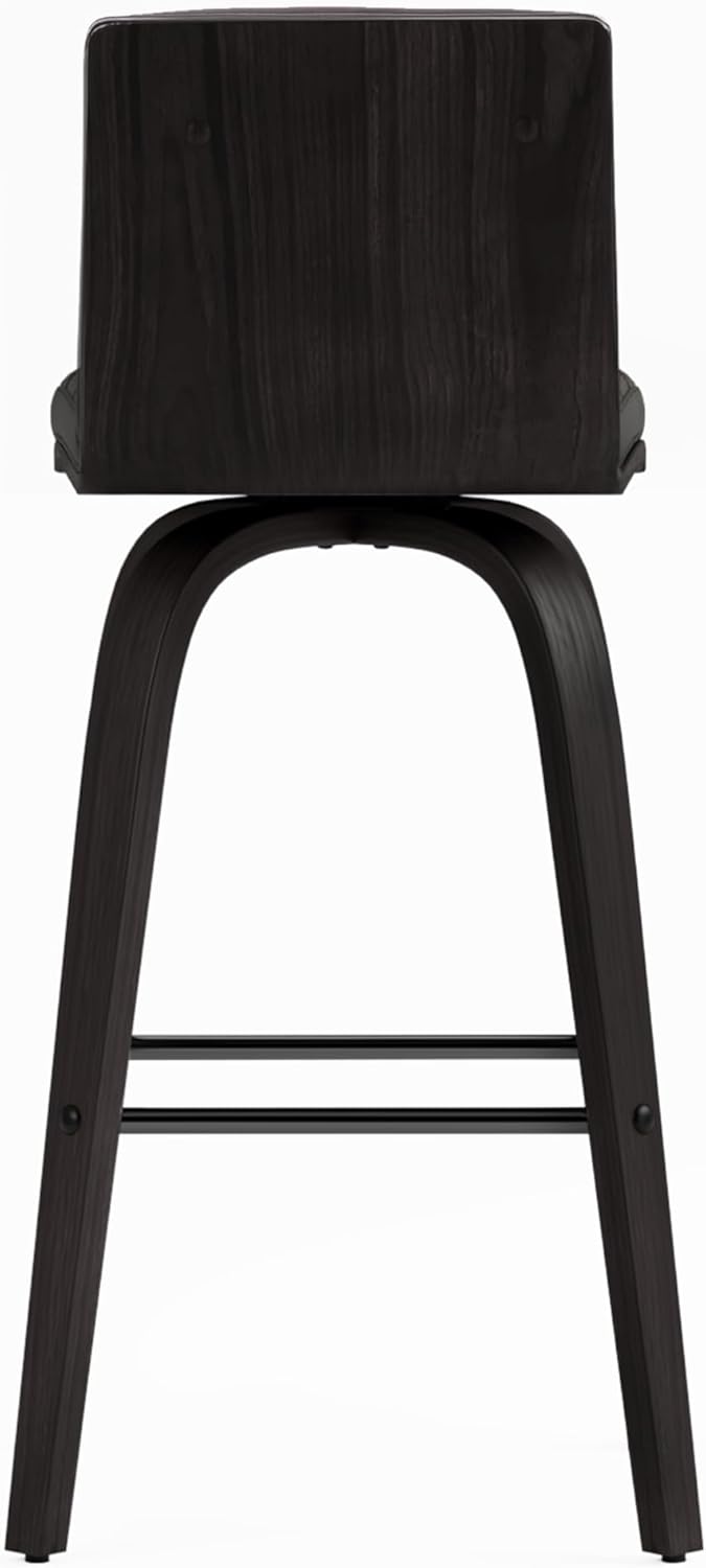 Armen Living Vienna 26" Swivel Counter Stool in Black Wood Finish with Gray Faux Leather - Set of 3