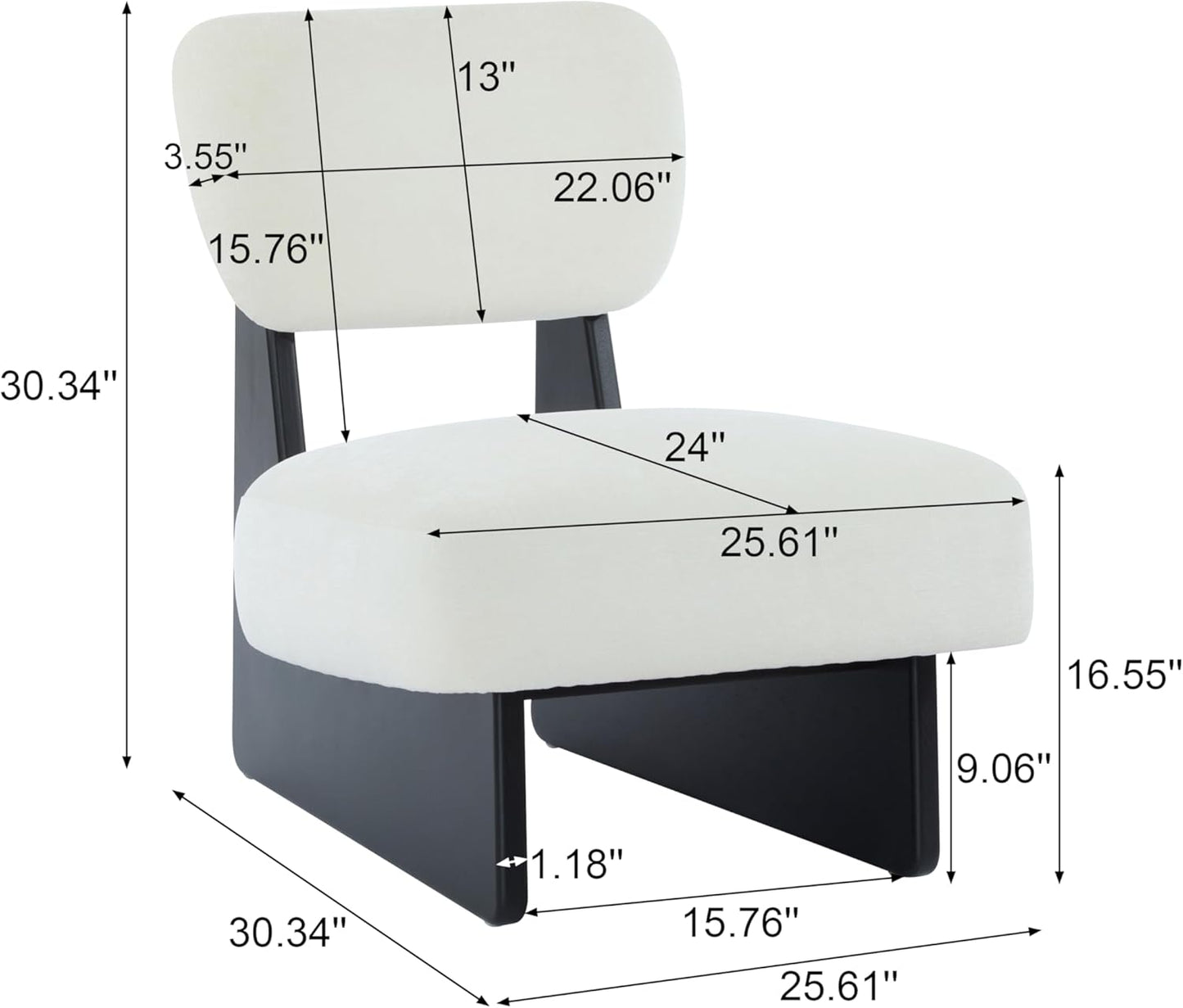 Christopher Knight Home Mores Low Profile Accent Chair Set of 2, Modern Living Room Armless Lounge Chair, Fabric Comfy Reading Chair for Bedroom, Wooden Frame and Thick Padded Seat, Black+White