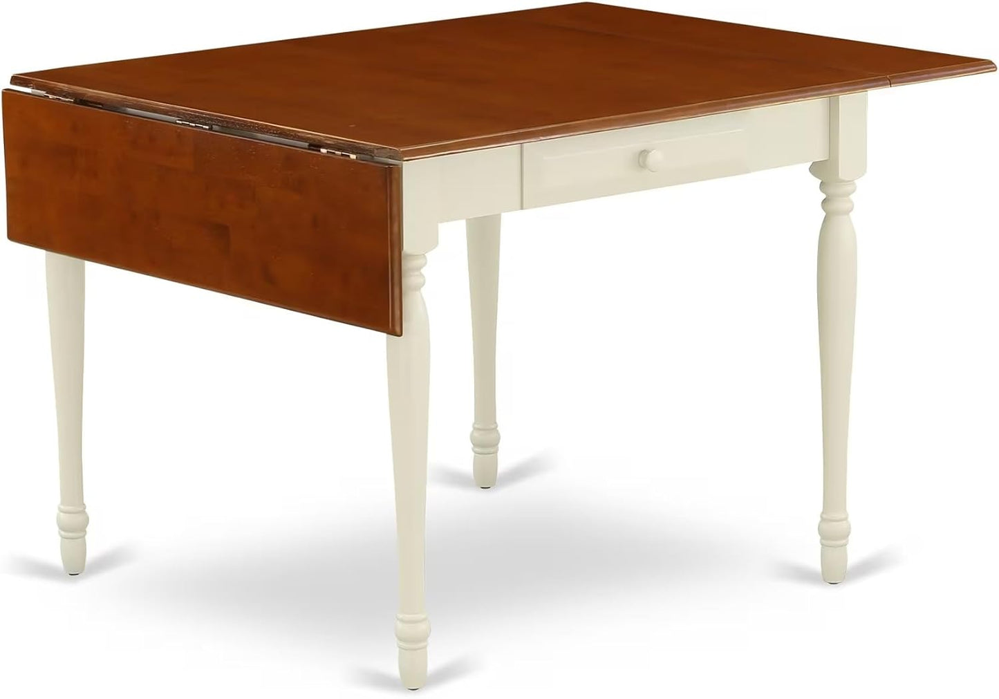 East West Furniture MZKE5-WHI-W 5 Piece Dining Set Includes a Rectangle Dining Room Table with Dropleaf and 4 Wood Seat Chairs, 36x54 Inch, Buttermilk & Cherry