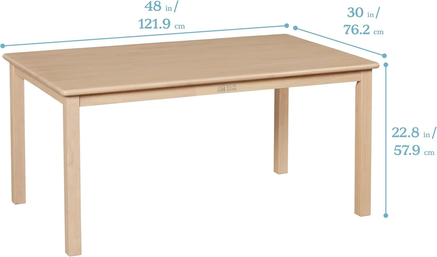 ECR4Kids 30in x 48in Rectangular Hardwood Table with 22in Legs, Kids Furniture, Antique White