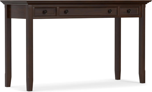 SIMPLIHOME Amherst Desk - 54-Inch Wide Solid Wood Writing Desk in Russet Brown, Transitional Home Office Computer Table for Workspace or Study with 2 Drawers and Flip-Down Keyboard Tray