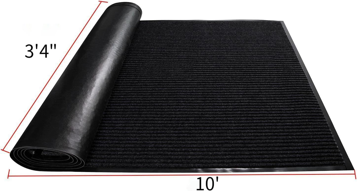 TANYOYO 3' X 10' Commercial Grade Door Floor Mat Brush Step Entrance Mat Vinyl Backed Utility Doormat Heavy Duty Floor Rugs Commercial Outdoor Carpet Indoor Entrance Mat，Black