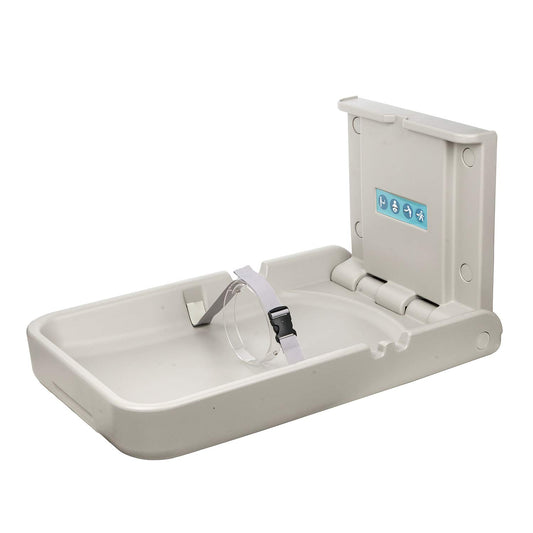 Baby Changing Diaper Station - Vertical Wall Mounted, Sturdy & Durable- with Safety Straps for Commercial Restrooms(White Granite)